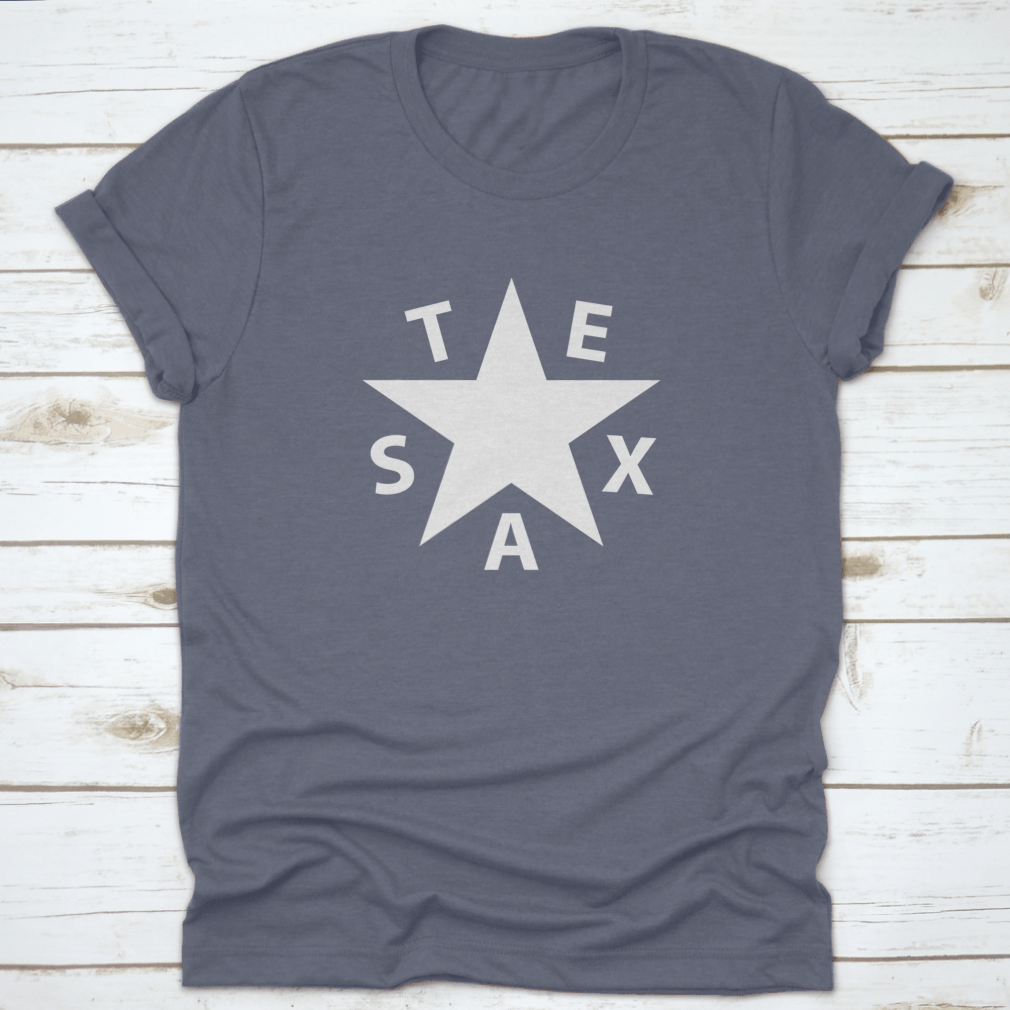 Texas With Star Simple T-Shirt on a black background, showcasing a classic design and comfortable fit.