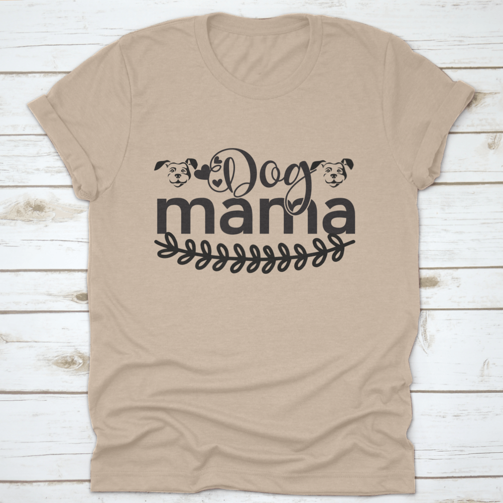 A stylish 'Dog Mama' shirt featuring a dog face design, made from soft cotton fabric, perfect for dog lovers.