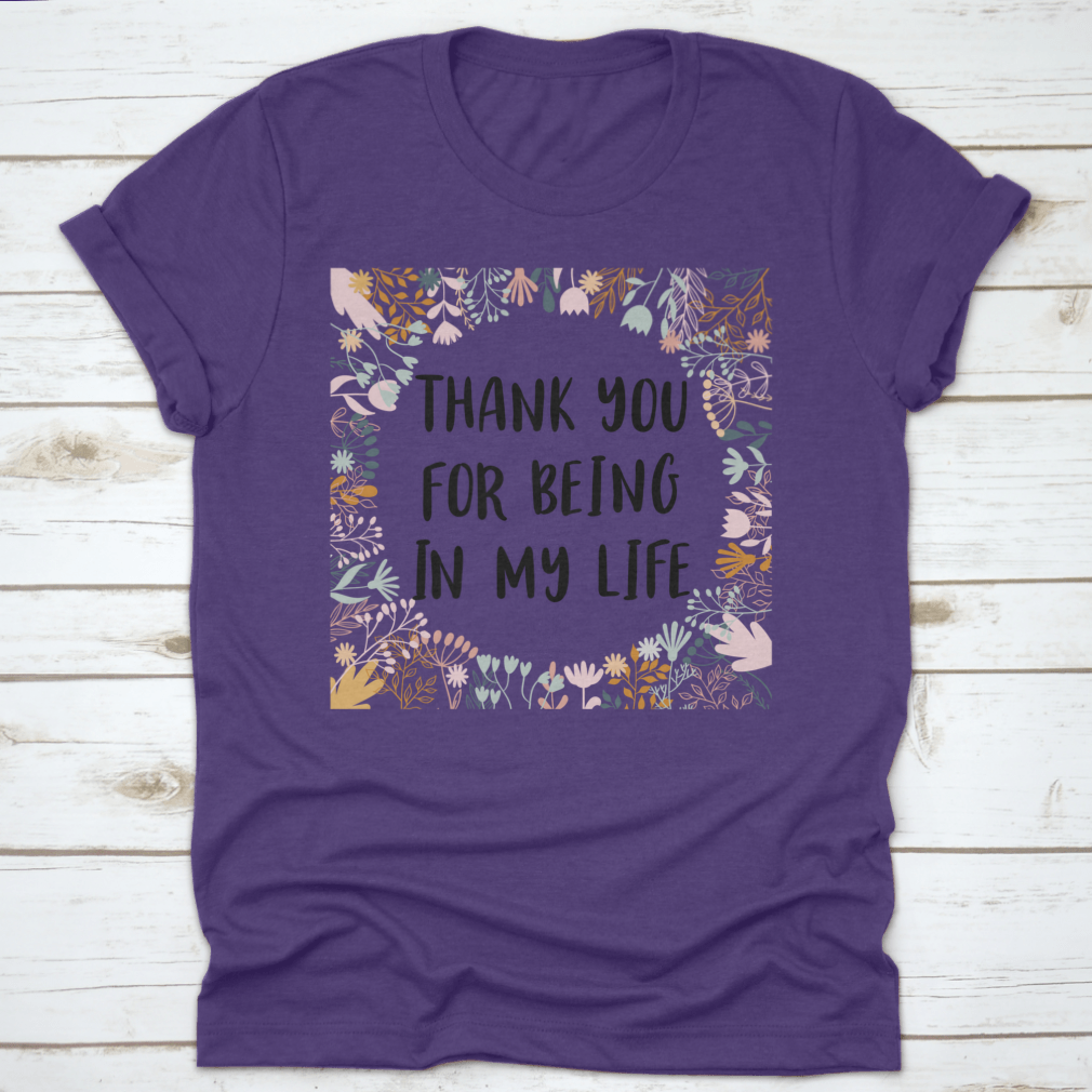 Purple shirt with gratitude message