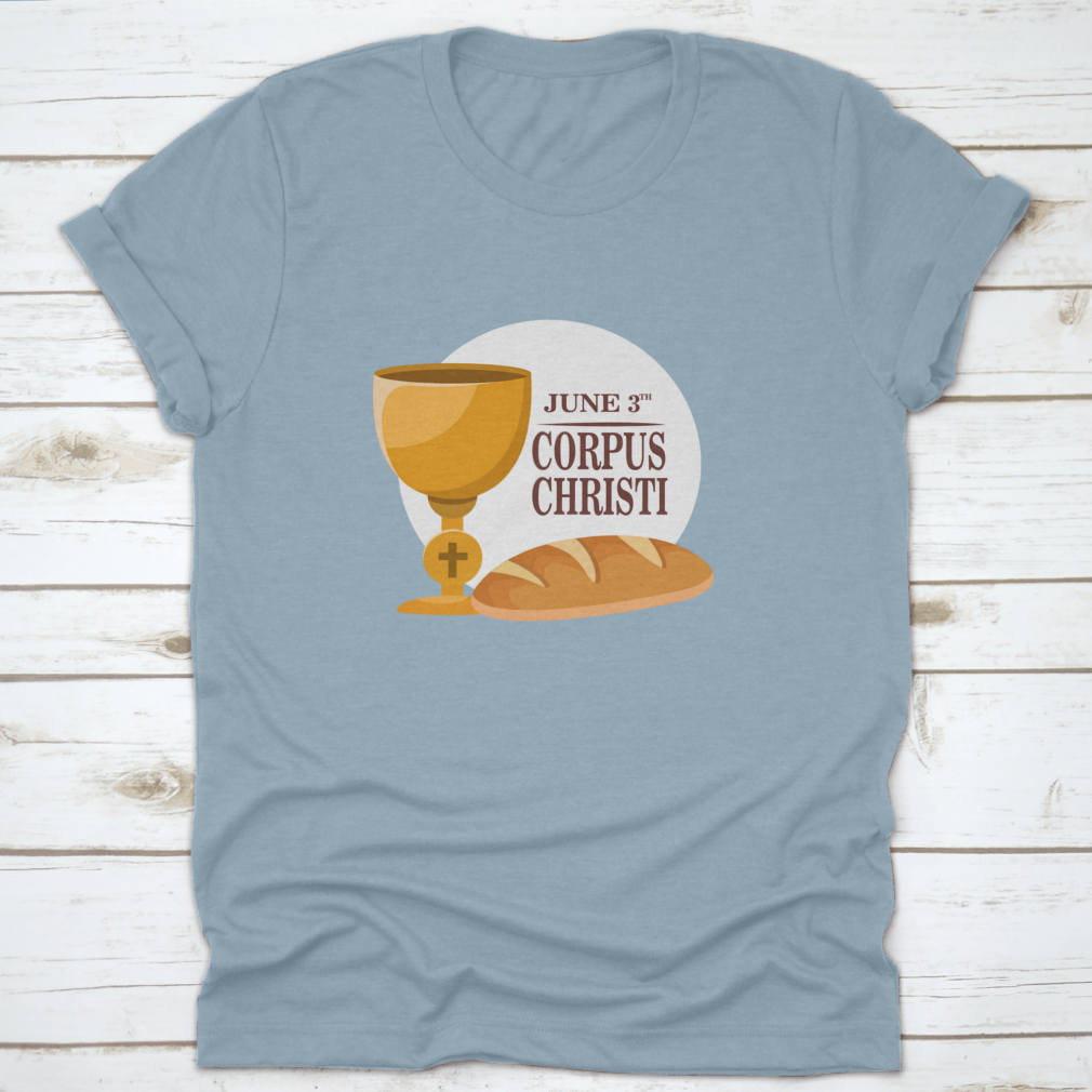 A comfortable t-shirt celebrating the Corpus Christi Feast Day, made from 100% cotton with a classic fit.