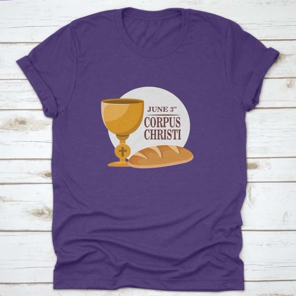 A comfortable t-shirt celebrating the Corpus Christi Feast Day, made from 100% cotton with a classic fit.