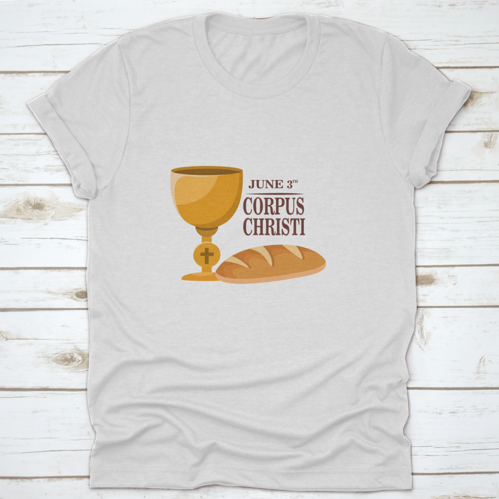 A comfortable t-shirt celebrating the Corpus Christi Feast Day, made from 100% cotton with a classic fit.