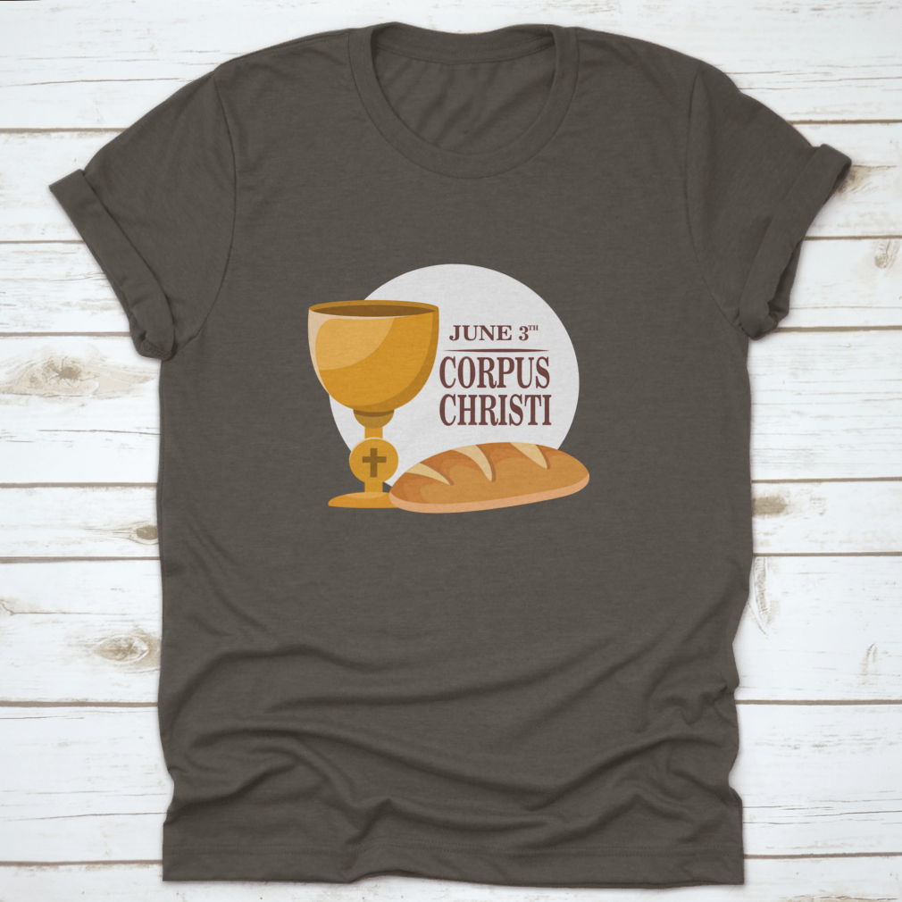 A comfortable t-shirt celebrating the Corpus Christi Feast Day, made from 100% cotton with a classic fit.