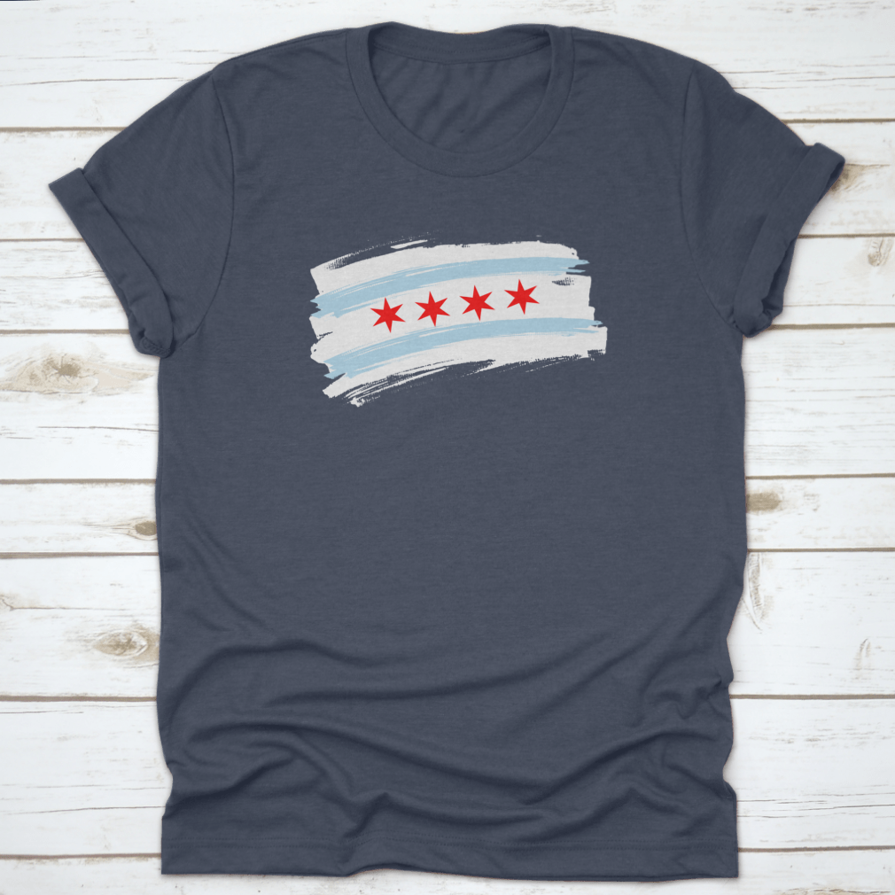 Chicago City Flag featuring blue and white stripes with stars, made from 100% cotton, showcasing the city's emblem.