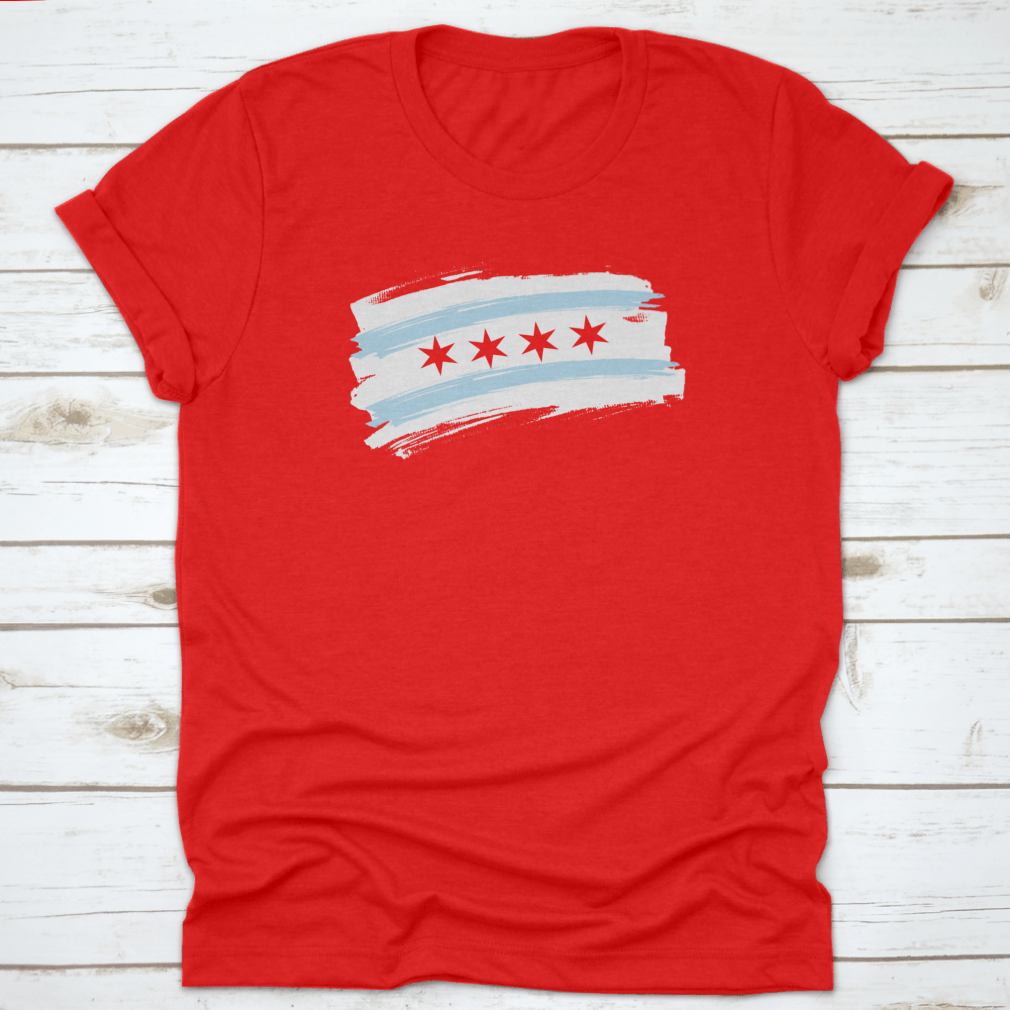 Chicago City Flag featuring blue and white stripes with stars, made from 100% cotton, showcasing the city's emblem.