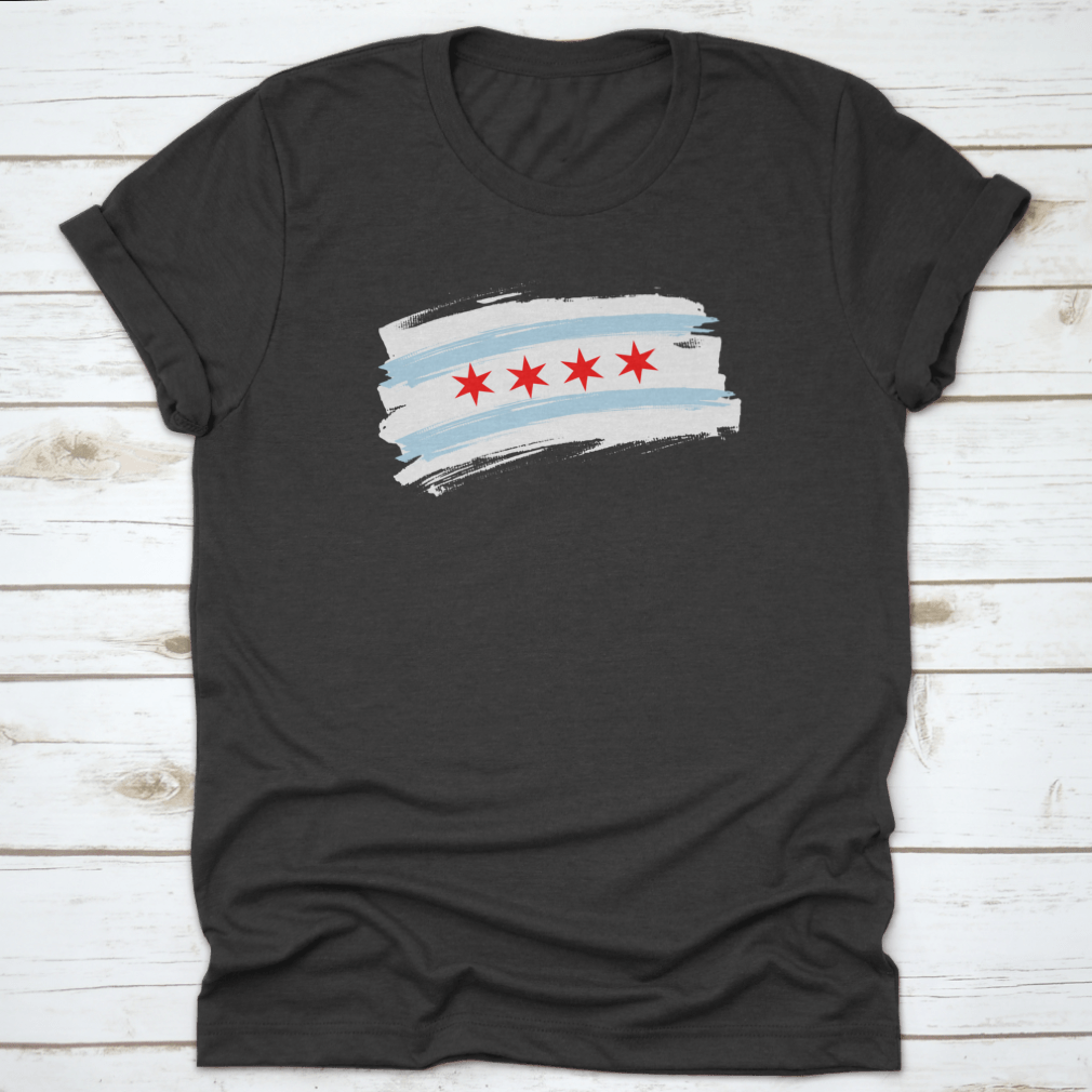 Chicago City Flag featuring blue and white stripes with stars, made from 100% cotton, showcasing the city's emblem.