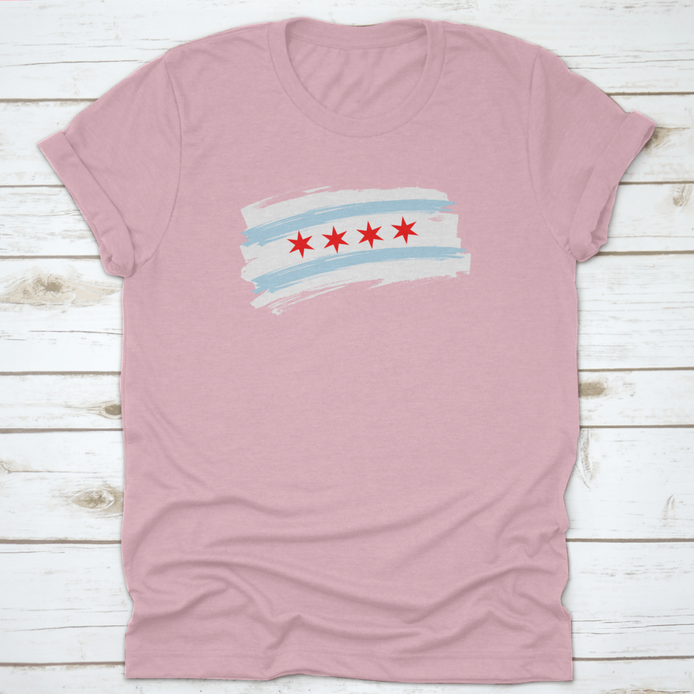 Chicago City Flag featuring blue and white stripes with stars, made from 100% cotton, showcasing the city's emblem.