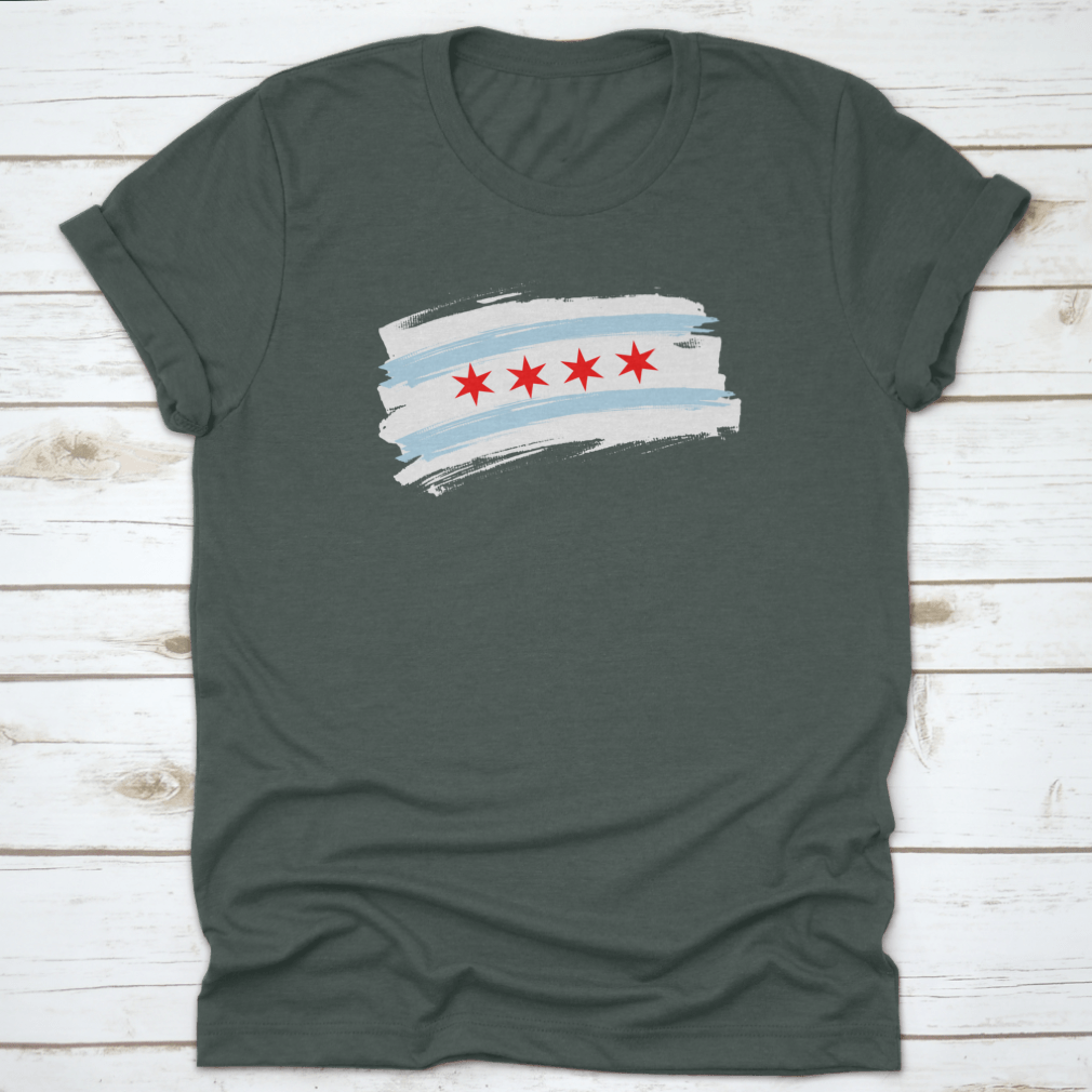 Chicago City Flag featuring blue and white stripes with stars, made from 100% cotton, showcasing the city's emblem.