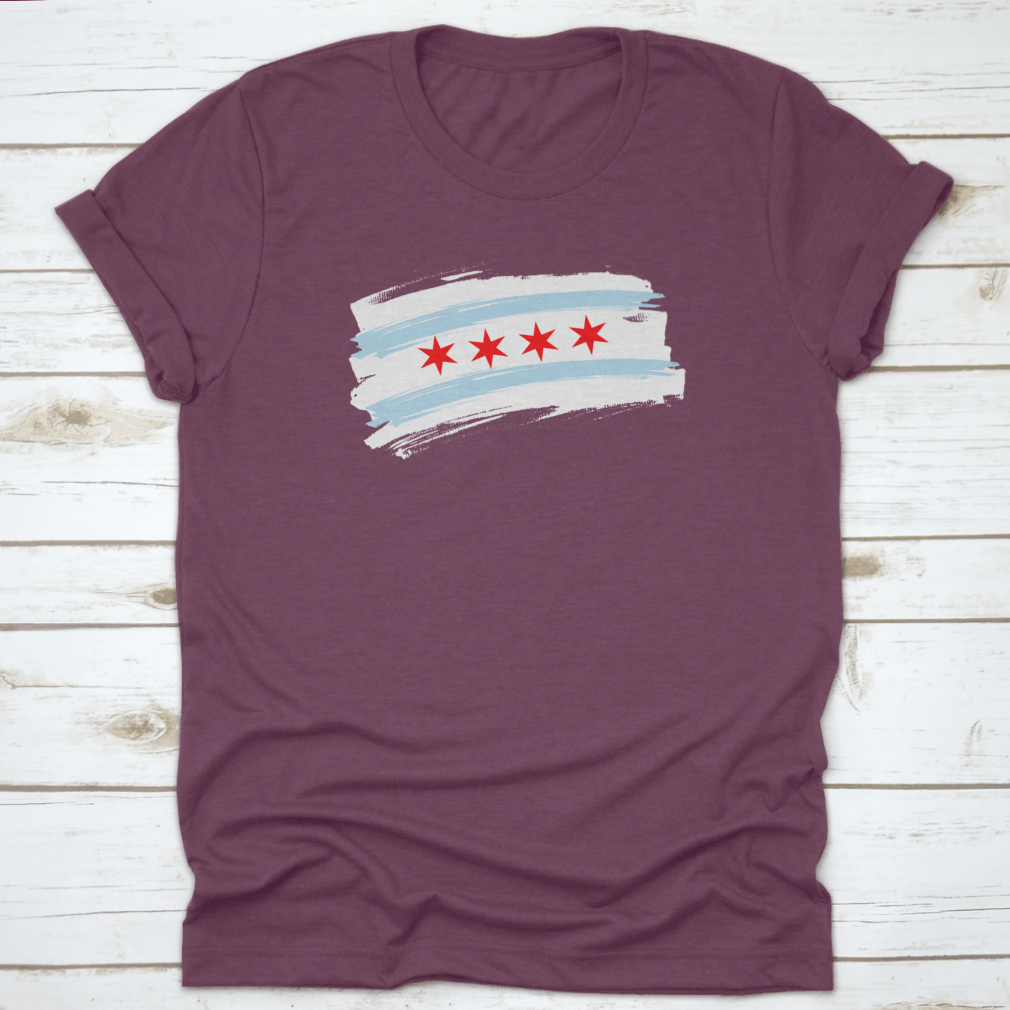Chicago City Flag featuring blue and white stripes with stars, made from 100% cotton, showcasing the city's emblem.