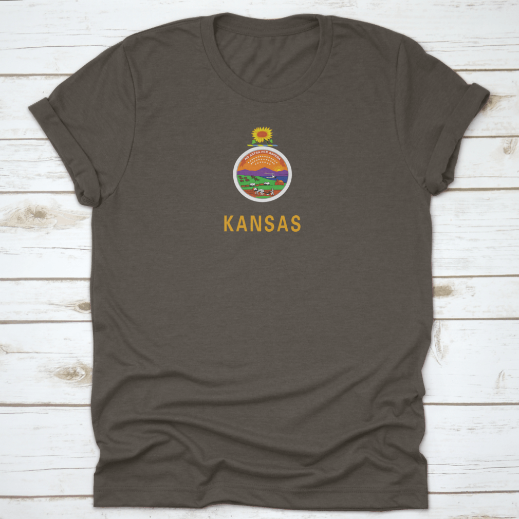 Kansas State Flag featuring a vibrant sunflower design, made from high-quality cotton.