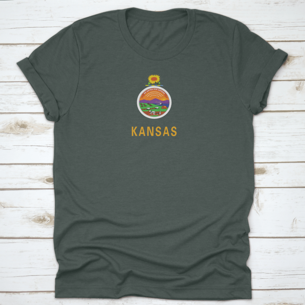Kansas State Flag featuring a vibrant sunflower design, made from high-quality cotton.