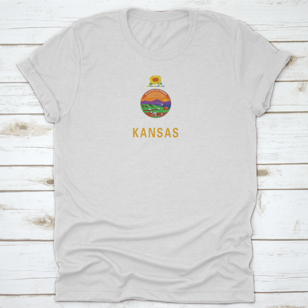 Kansas State Flag featuring a vibrant sunflower design, made from high-quality cotton.