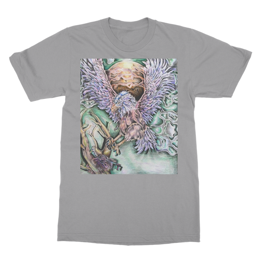 The Hawk Classic Adult T-Shirt in various colors, showcasing its soft fabric and round neck design.