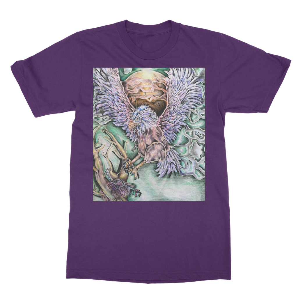 The Hawk Classic Adult T-Shirt in various colors, showcasing its soft fabric and round neck design.