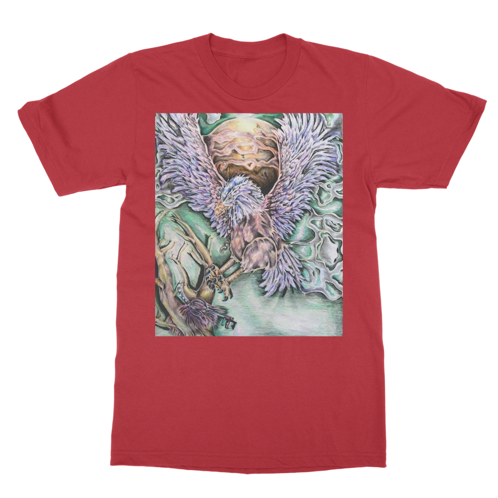 The Hawk Classic Adult T-Shirt in various colors, showcasing its soft fabric and round neck design.