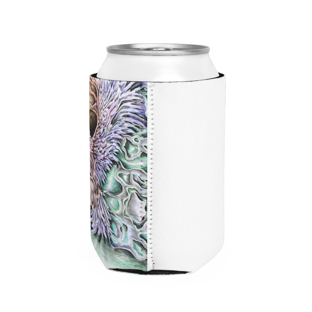 The Key Can Cooler Sleeve in black neoprene, designed to fit standard 12oz cans, showcasing its customizable design and non-slip features.