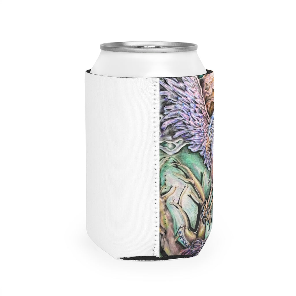 The Key Can Cooler Sleeve in black neoprene, designed to fit standard 12oz cans, showcasing its customizable design and non-slip features.