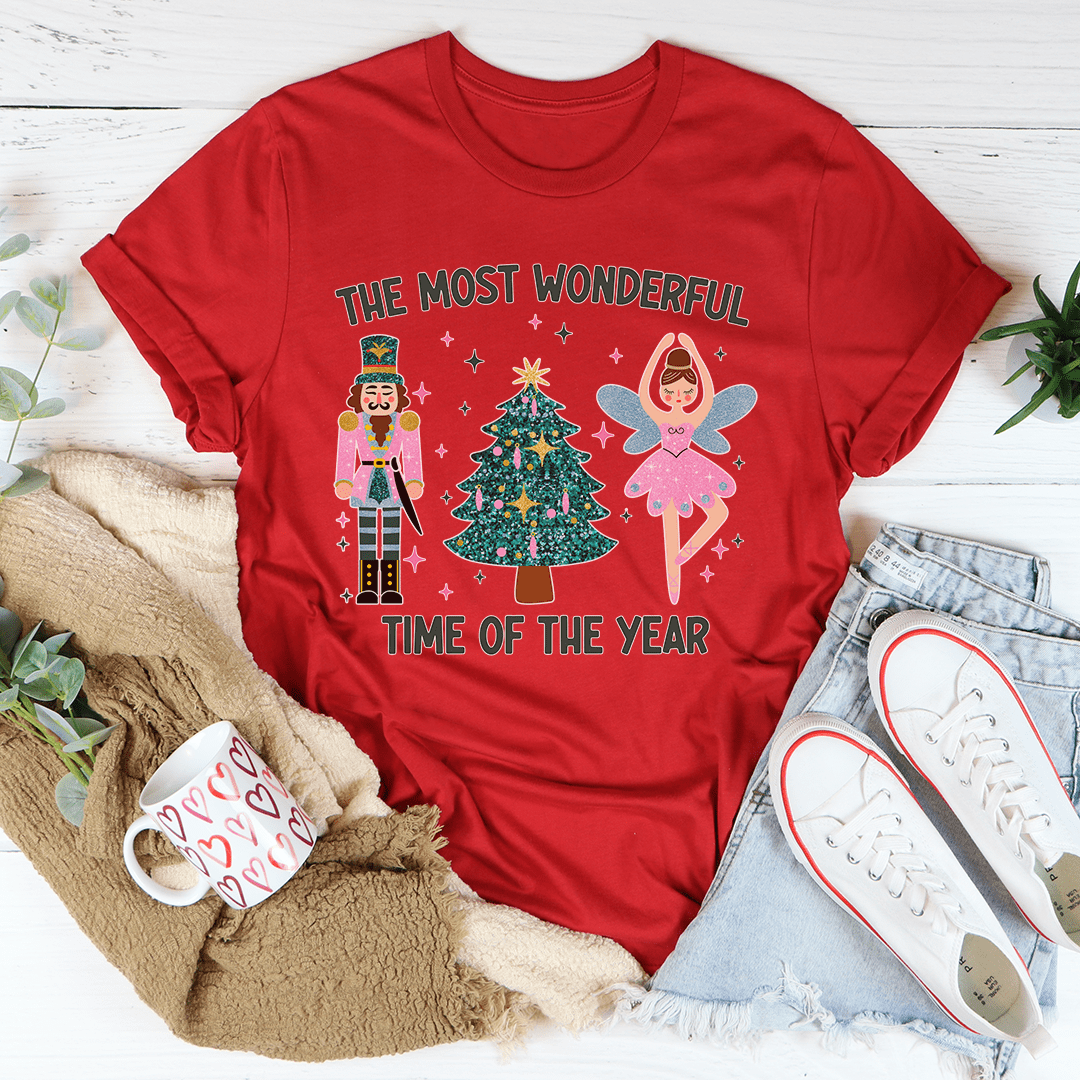 A festive Christmas-themed tee made from 100% soft cotton, featuring a vibrant digitally printed design celebrating the holiday season.