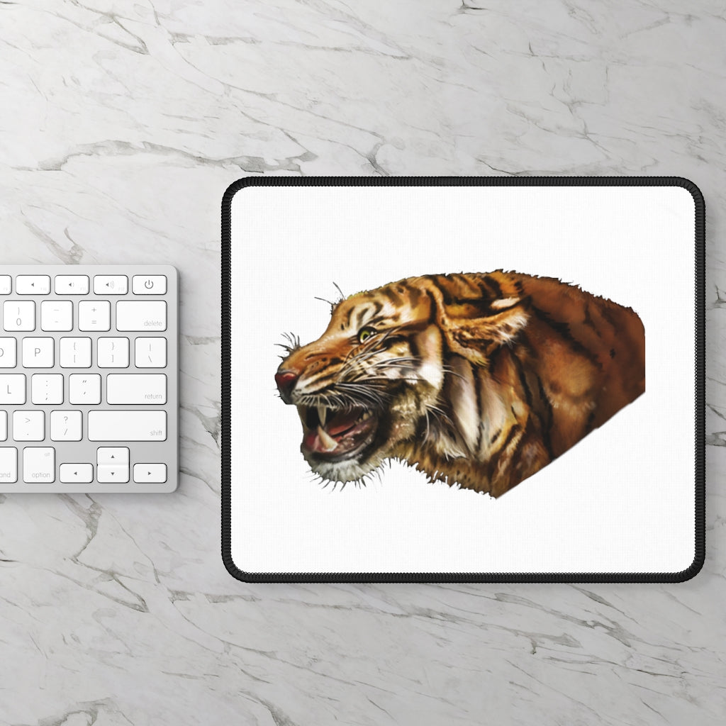 Tiger Gaming Mouse Pad featuring vibrant designs and stitched edges, measuring 9x7 inches.