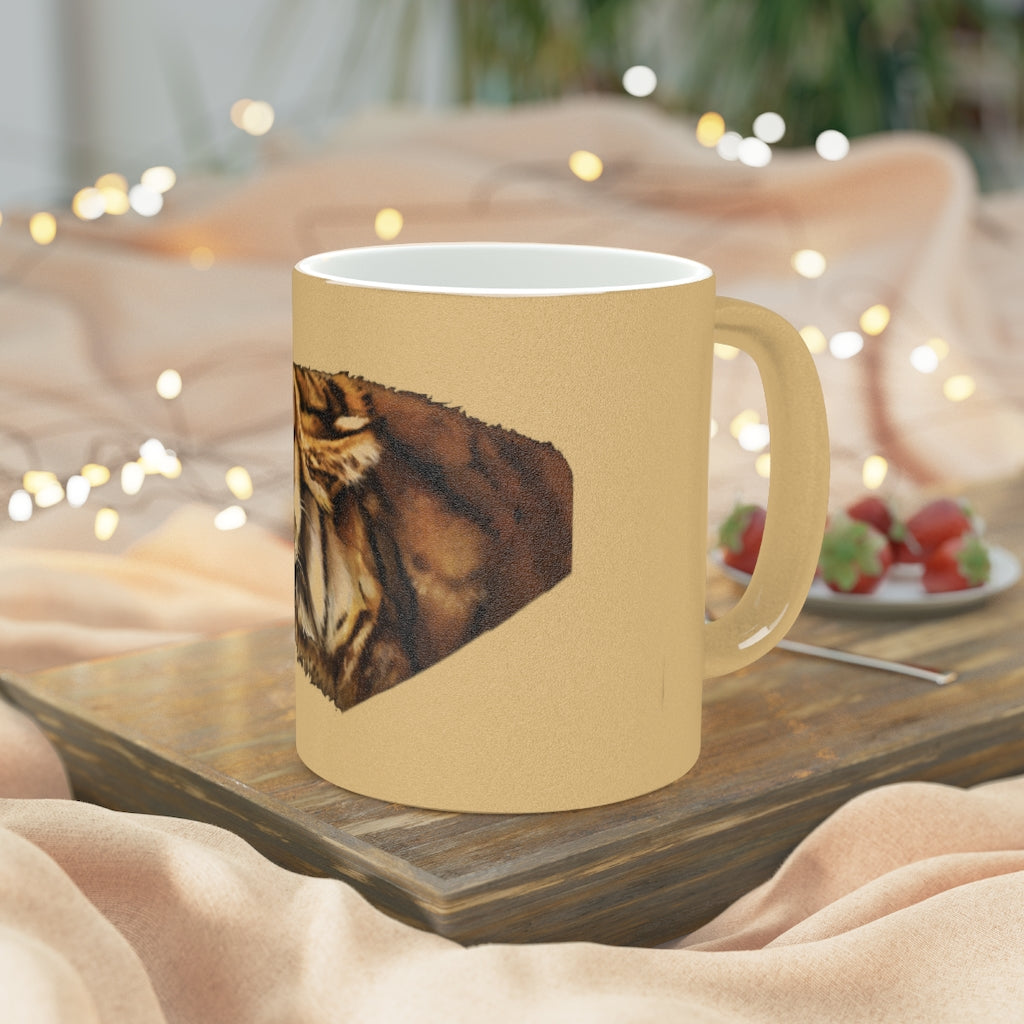 Tiger Metallic Mug in Gold and Silver finishes, showcasing personalized designs on a ceramic body.