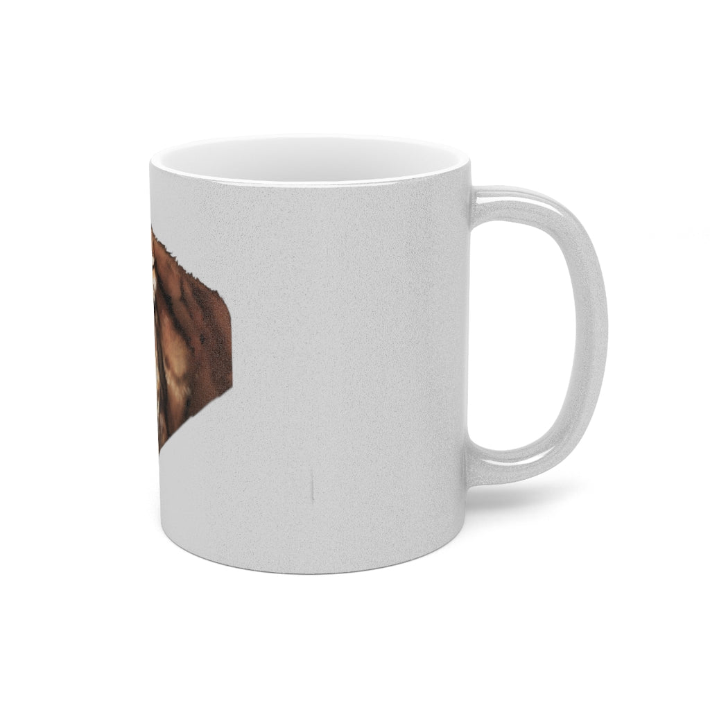 Tiger Metallic Mug in Gold and Silver finishes, showcasing personalized designs on a ceramic body.