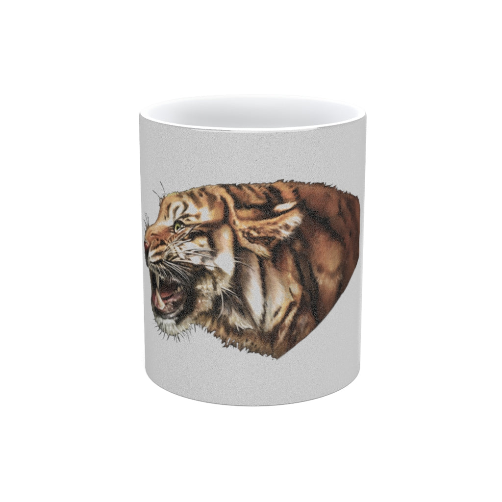 Tiger Metallic Mug in Gold and Silver finishes, showcasing personalized designs on a ceramic body.