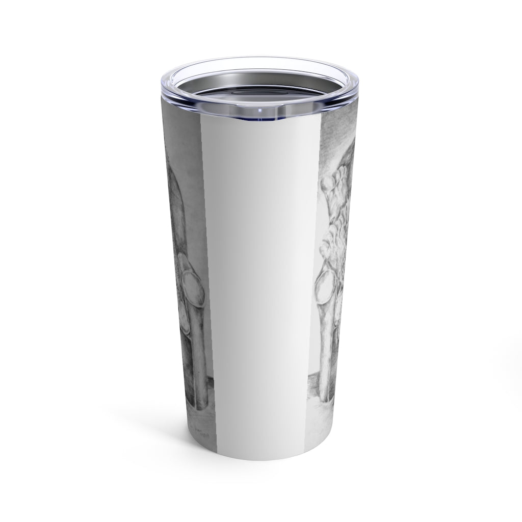A stylish 20oz stainless steel tumbler featuring a vibrant tiger design, perfect for travel and outdoor use.