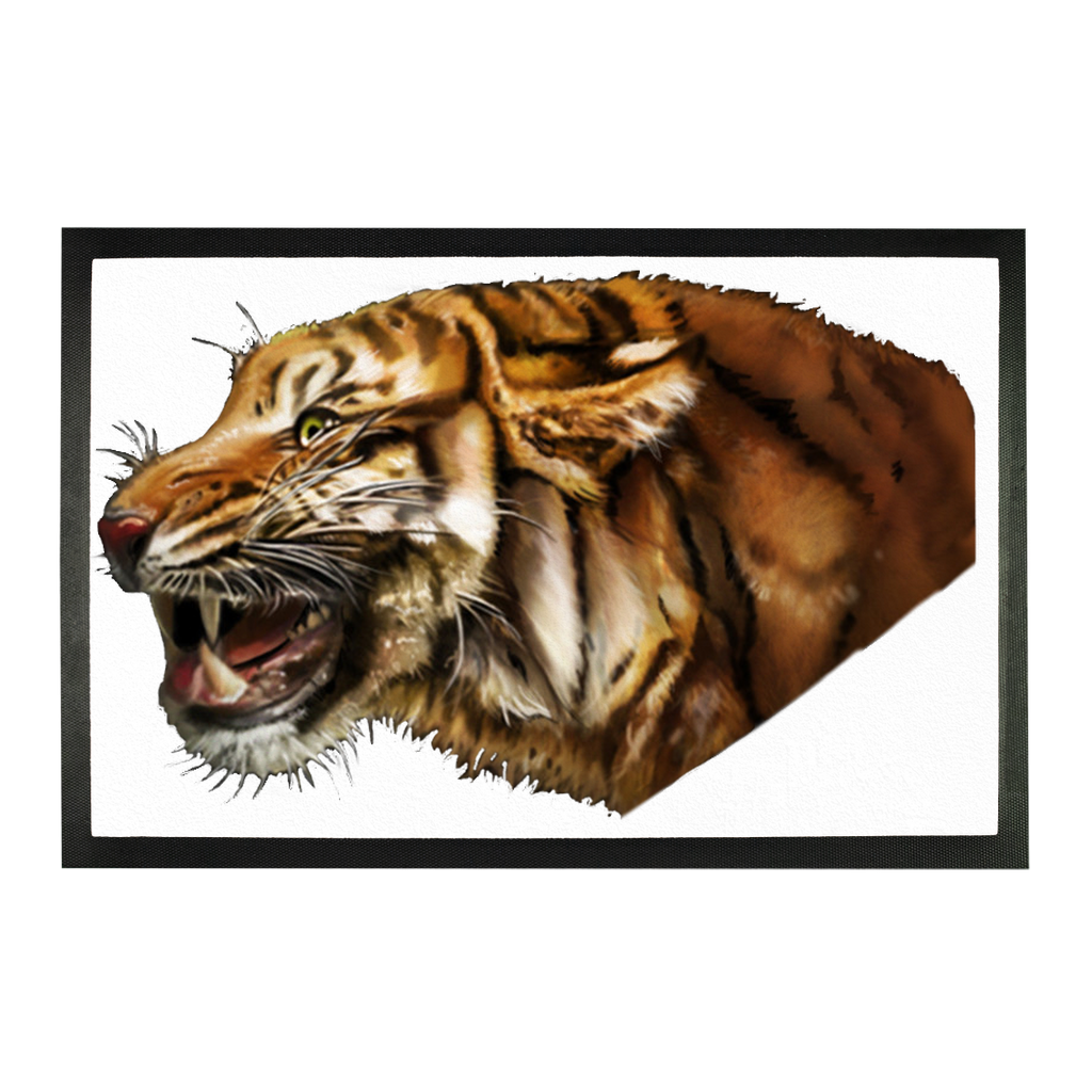 Tiger Sublimation Doormat featuring vibrant colors and customizable design, made of rubber and polyester.