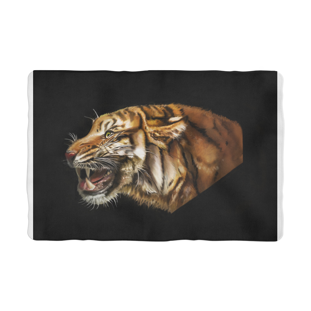 Tiger Sublimation Pet Blanket made from 100% polyester polar fleece, featuring a vibrant tiger print on one side and a white back.