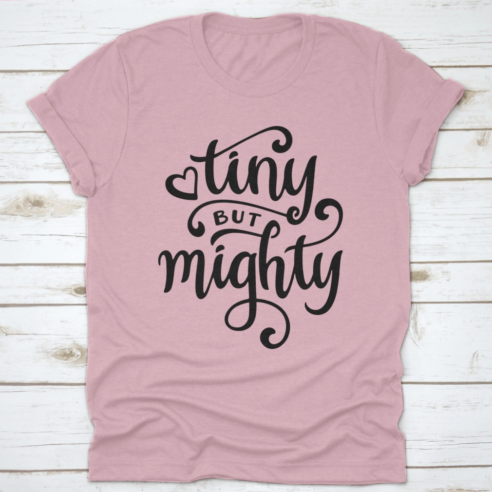 A stylish t-shirt featuring a hand-drawn calligraphy design, made from 100% cotton, showcasing its comfortable fit and artistic flair.