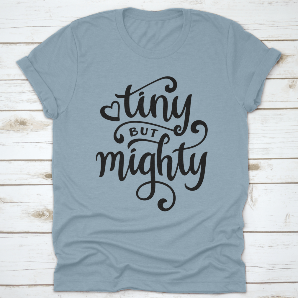 A stylish t-shirt featuring a hand-drawn calligraphy design, made from 100% cotton, showcasing its comfortable fit and artistic flair.