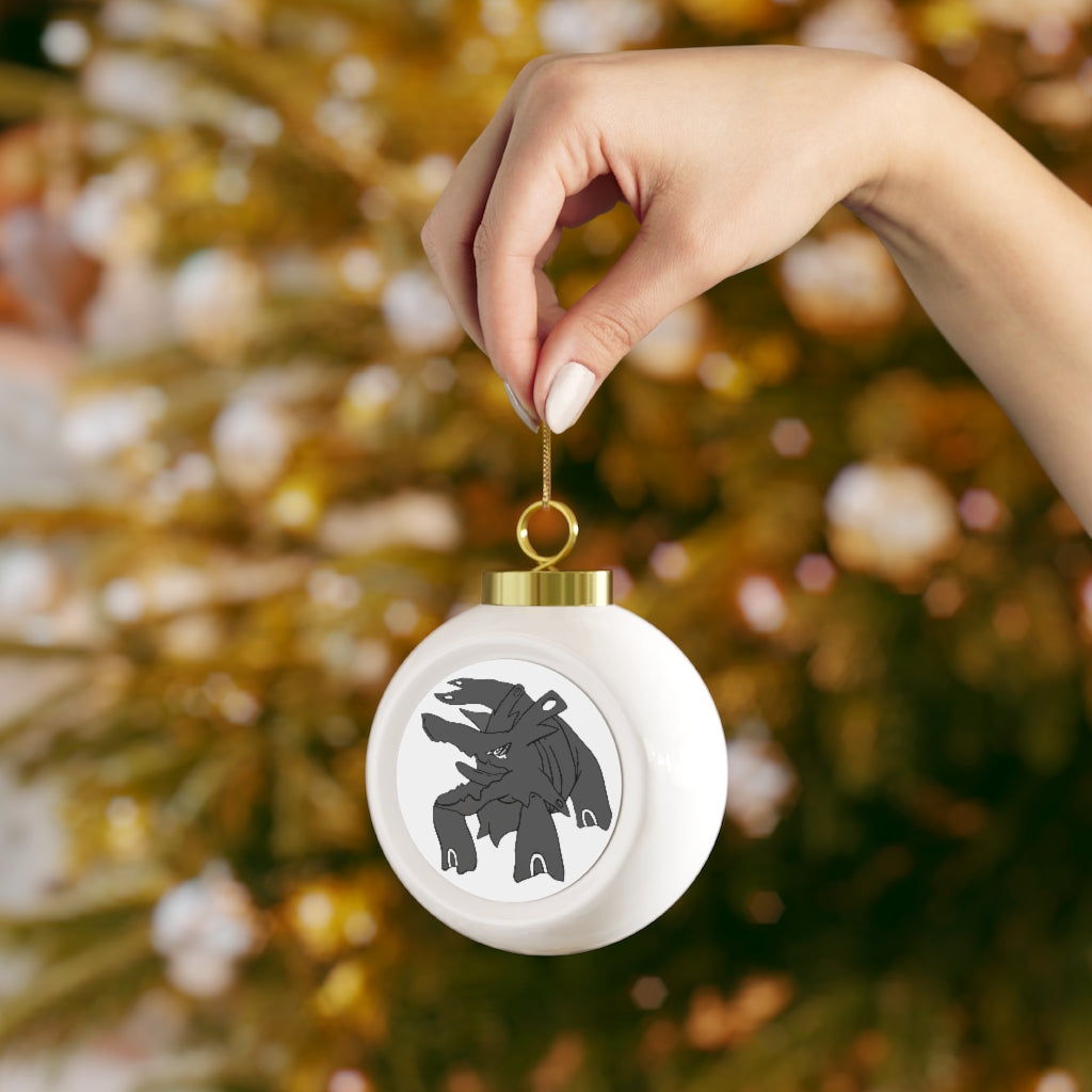 Titanica Christmas Ball Ornament featuring a glossy ceramic finish, gold ribbon for hanging, and vintage style with a customizable aluminum insert.