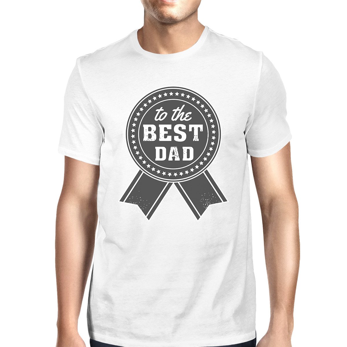 Vintage white cotton t-shirt for dads with 'To The Best Dad' graphic design, showcasing quality fabric and print.