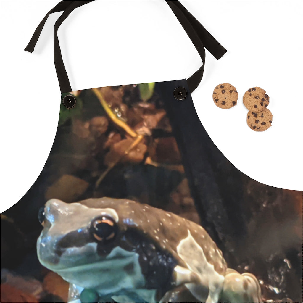Stylish Toad Apron made from durable polyester with black detachable twill straps, perfect for cooking and grilling.