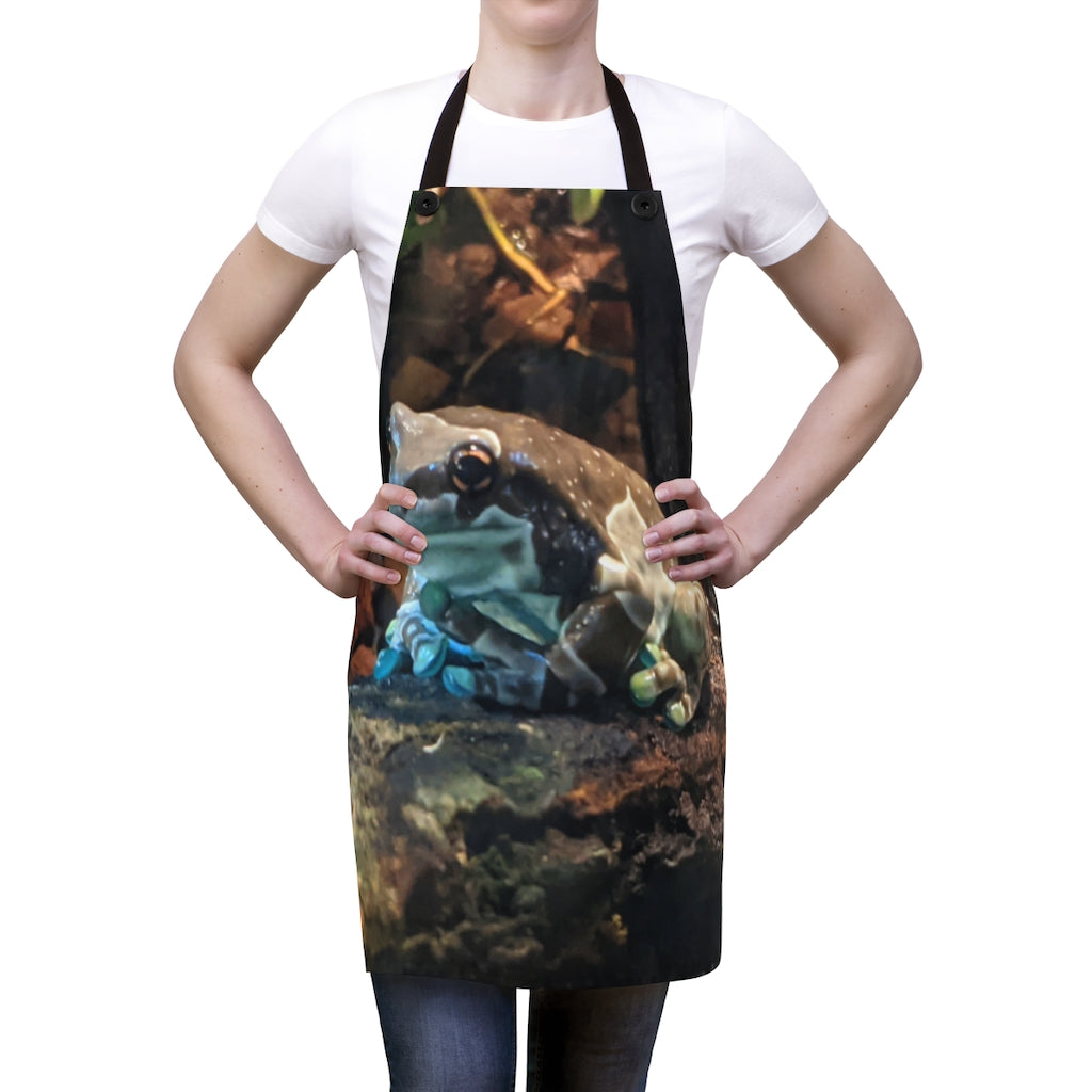 Stylish Toad Apron made from durable polyester with black detachable twill straps, perfect for cooking and grilling.