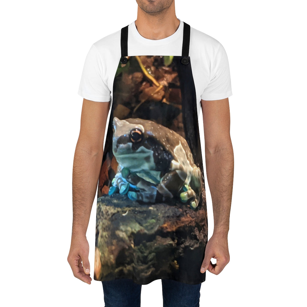 Stylish Toad Apron made from durable polyester with black detachable twill straps, perfect for cooking and grilling.