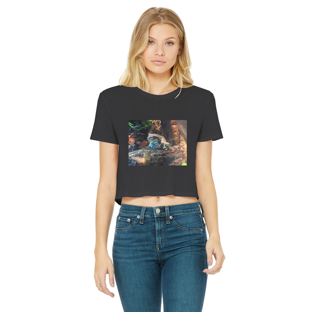 Toad Classic Women's Cropped Raw Edge T-Shirt in various colors, showcasing its stylish cropped design and raw edge hem.