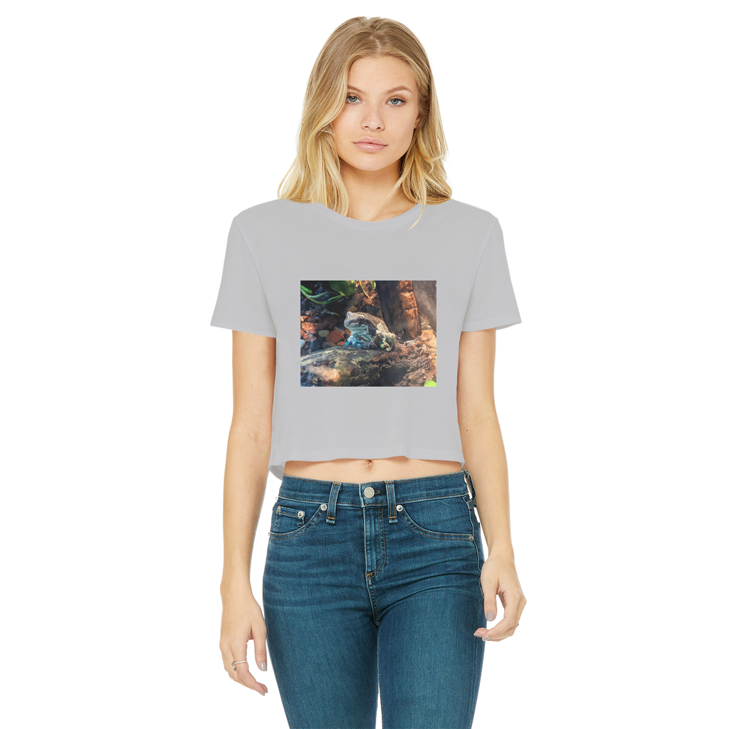 Toad Classic Women's Cropped Raw Edge T-Shirt in various colors, showcasing its stylish cropped design and raw edge hem.