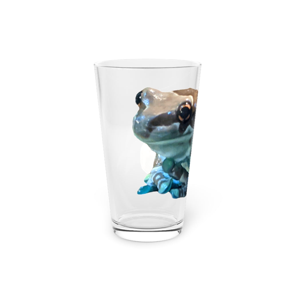Toad Pint Glass, 16oz, clear glass with customizable design options, perfect for beverages.