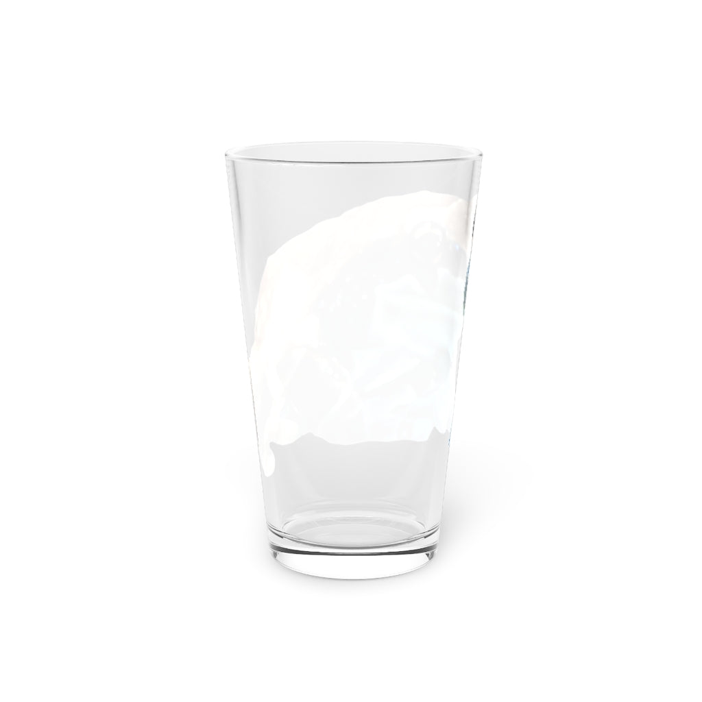 Toad Pint Glass, 16oz, clear glass with customizable design options, perfect for beverages.