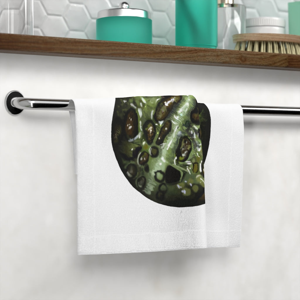 Toad Skin Face Towel featuring a customizable polyester front and soft cotton back, ideal for personal designs.