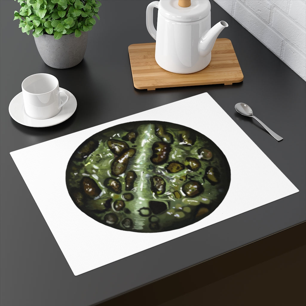 Toad Skin Placemat featuring a unique design with a natural back, made from durable cotton, perfect for dining tables.