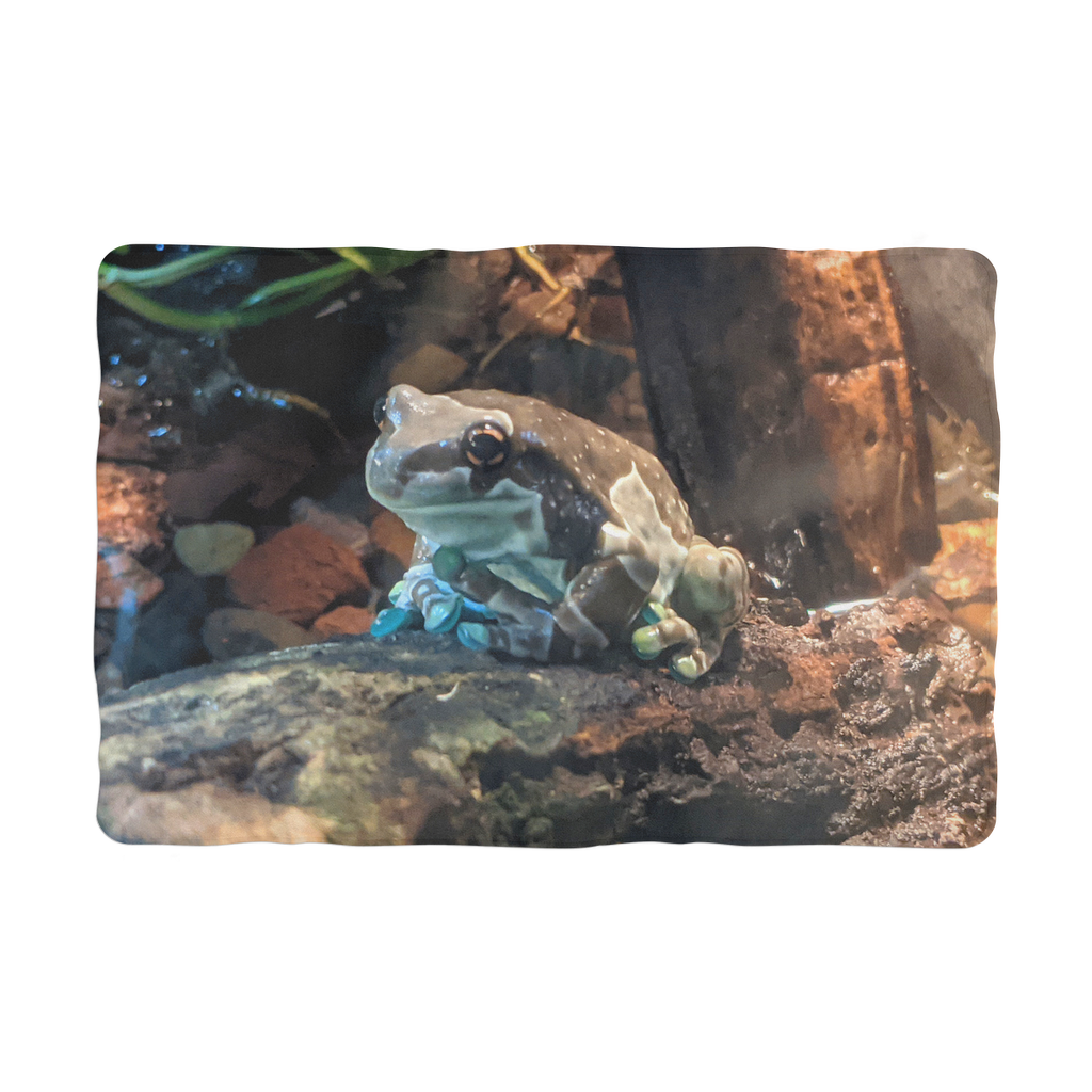 Toad Sublimation Pet Blanket made of 100% polyester polar fleece, featuring a stylish design with a white back, perfect for pet comfort.