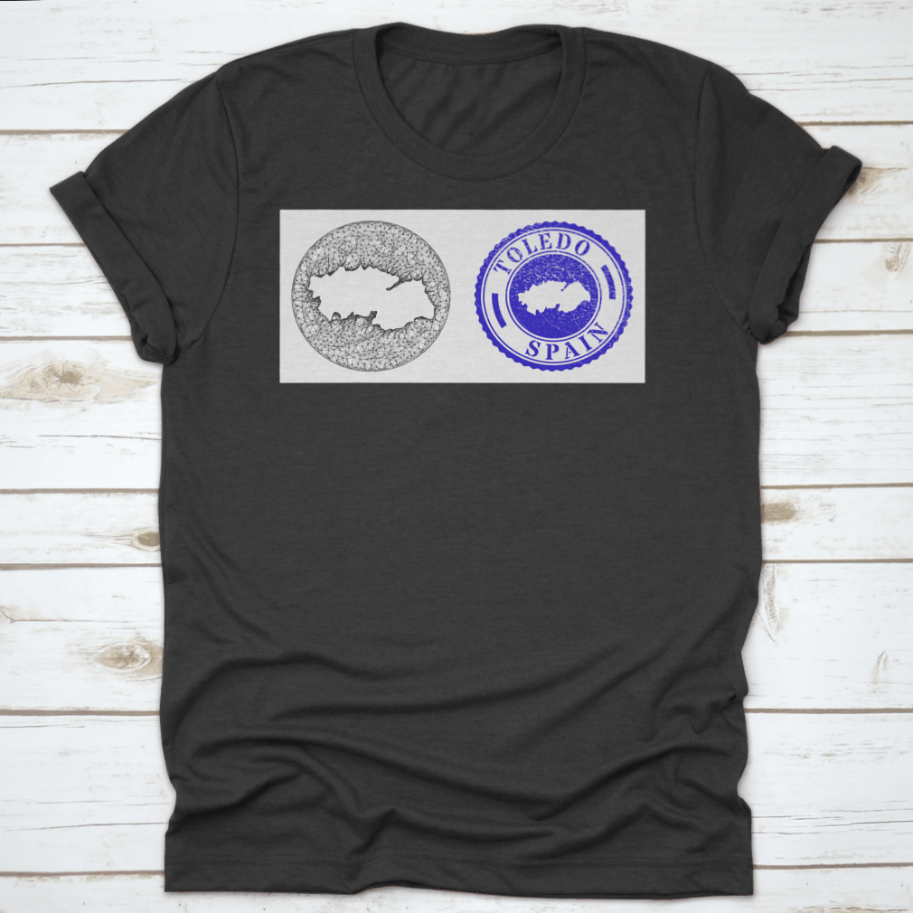 A stylish travel destination shirt featuring a detailed map design of Toledo Province, made from soft cotton fabric.