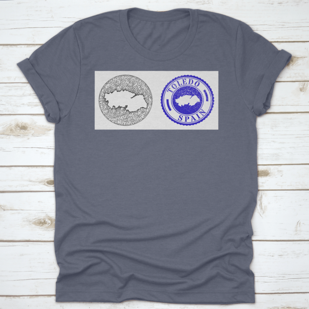 A stylish travel destination shirt featuring a detailed map design of Toledo Province, made from soft cotton fabric.