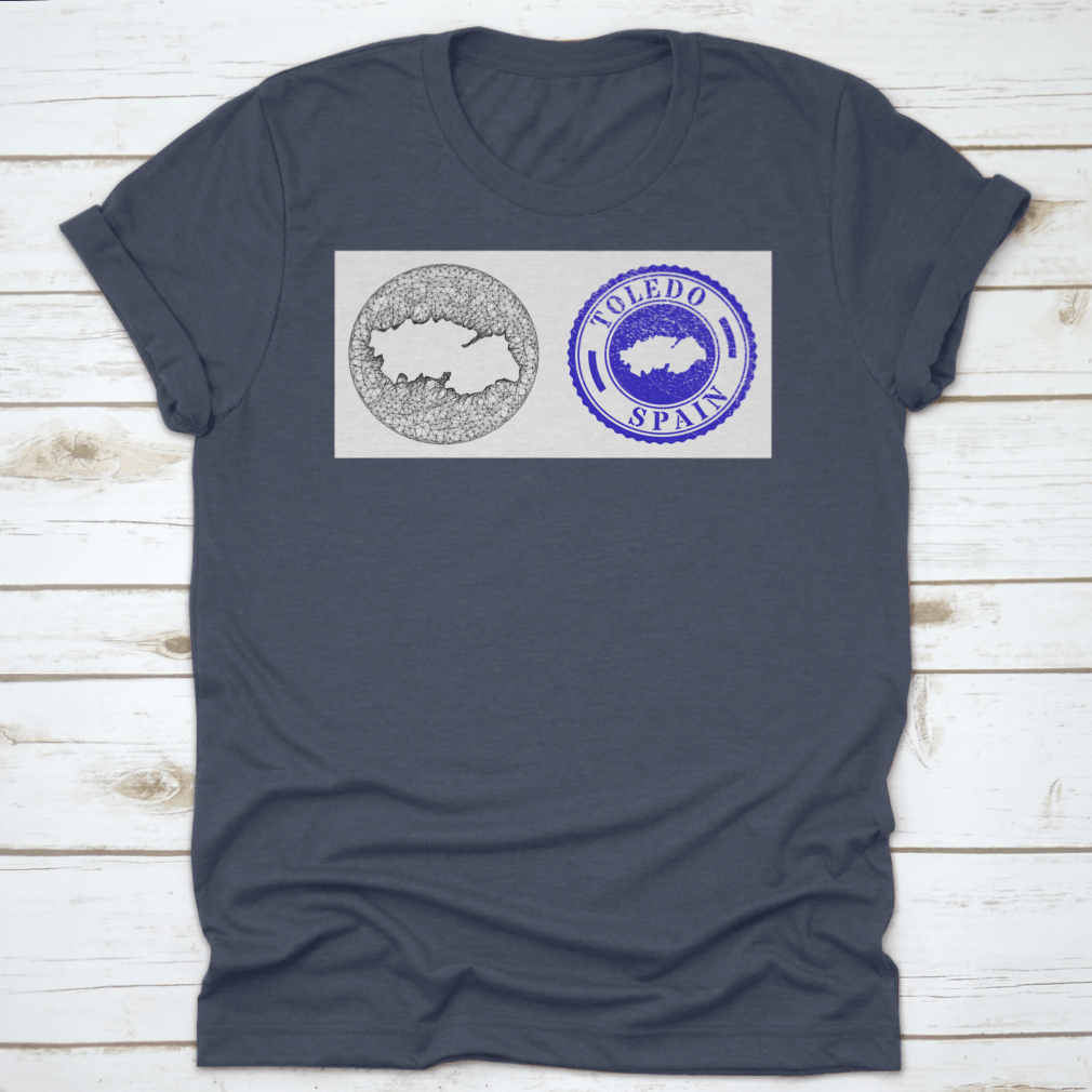 A stylish travel destination shirt featuring a detailed map design of Toledo Province, made from soft cotton fabric.