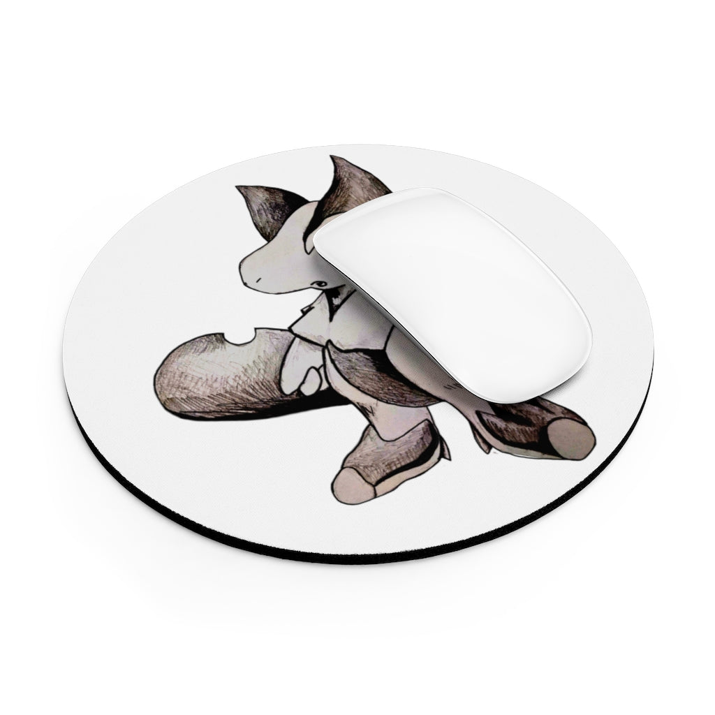 Tomas Mouse Pad in round and rectangular shapes, featuring a vibrant design and non-slip rubber bottom.