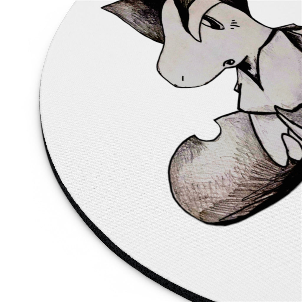 Tomas Mouse Pad in round and rectangular shapes, featuring a vibrant design and non-slip rubber bottom.