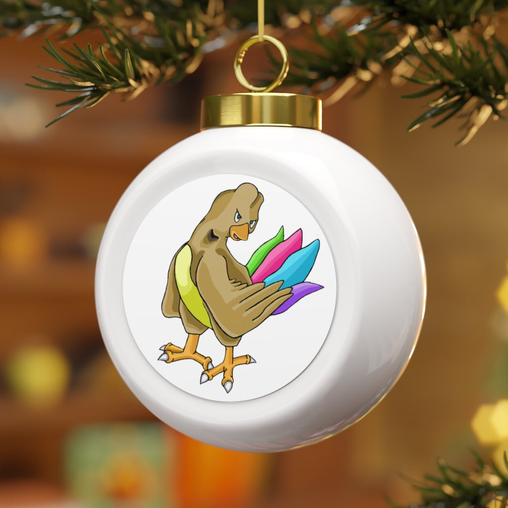 Toudan Christmas Ball Ornament with glossy finish and gold ribbon, featuring a vintage style and custom design insert.