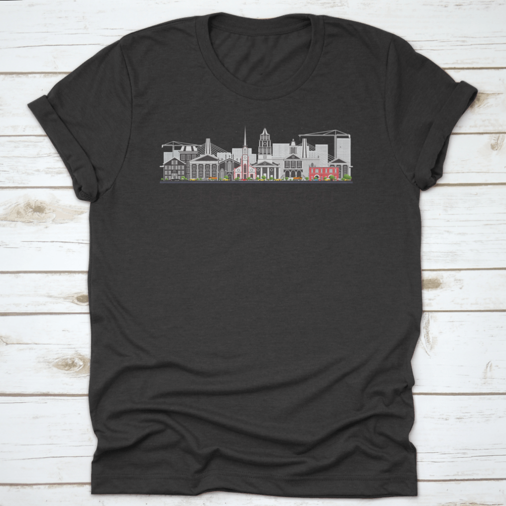 Tourism illustration showcasing historic architecture of Charleston, South Carolina, featuring vibrant colors and intricate details.